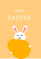Obraz premium Happy easter card design with cute bunny and colorful egg.