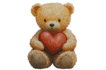 Obraz premium Teddy Bear Holding Heart