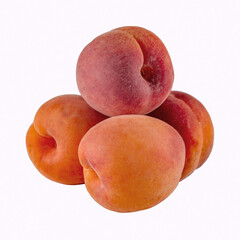 object photo of apricots peaches, peaches on a white background, juicy, bright peaches