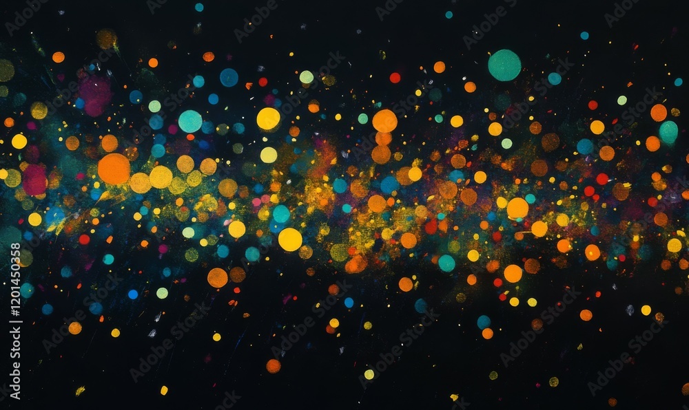 Wall mural a vibrant abstract representation of gleaming particles against a dark backdrop, creating an enigmat