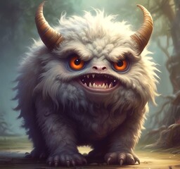 Illustration of fluffy and cute small monster.