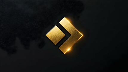A gold logo mockup displayed against a black background, with lighting to enhance the premium feel of the design.