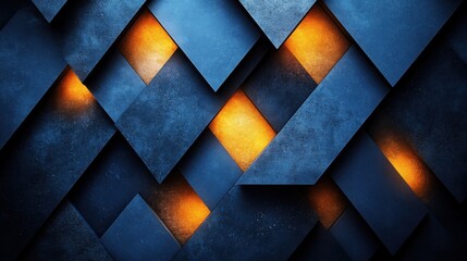 Fototapeta premium Geometric minimalist pattern with intersecting triangles on blue background. Featuring white space in the center for text, ideal for design templates and modern banners.