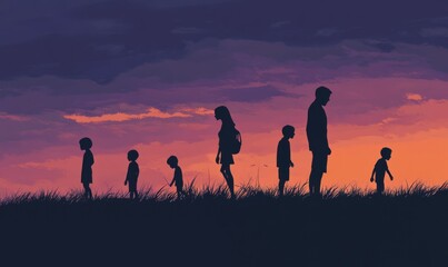 Illustration of human growth through silhouettes