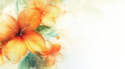 Obraz premium Vibrant Floral Background with Orange and Yellow Flowers, Abstract Art Design for Nature Inspired Projects, Elegant and Bright Aesthetic