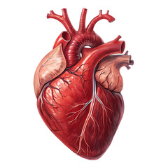 Realistic Human Heart Anatomy: Detailed 3D Model Set on White Background for Medical, Science, and   © Naureen