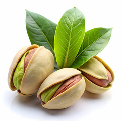 Fresh pistachio nuts, some in their shells and others cracked open,