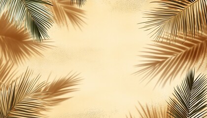 Palm leaves shadows on beige background. (3)