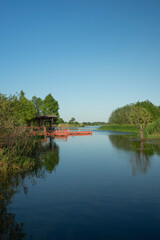 Obraz premium timber corridors and pavilions constructed over water