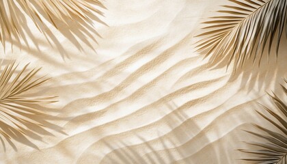 Sandy beach with palm leaves and shadows. (1)