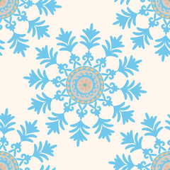 Suzani pattern background - flowers, traditional art in Central Asia and Uzbekistan. Embroidery textile product. Using in home decor. 