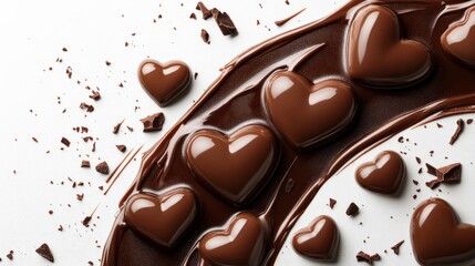 Irresistible chocolate hearts arranged beautifully, perfect for celebrations or gifts conveying love and affection.
