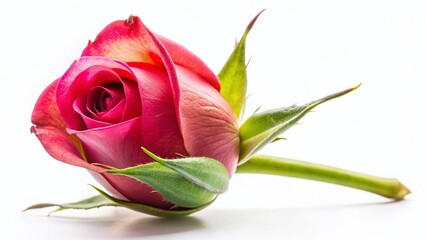 Naklejka premium Rose Bud Blooming, Isolated White Background, Closeup, High-Resolution Stock Photo