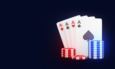 Poker chips with plying card 3D. Casino Design with side space. Casino design, Gambling, Plying cards, Poker chips