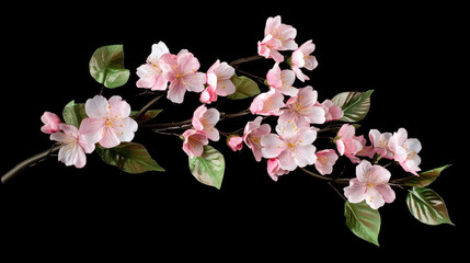 Fototapeta premium Cherry blossom, Japan, spring, black background, double-flowered, pink, frilled
