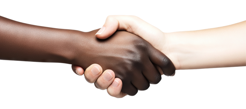 Firm interracial handshake, isolated on transparent cutout background - Powered by Adobe