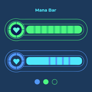 A glowing health bar and mana bar UI design