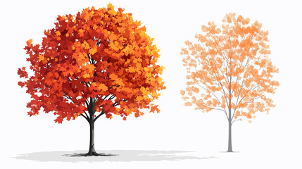 Detailed Flat Vector Norway Maple Tree Illustration Isolated on White Background