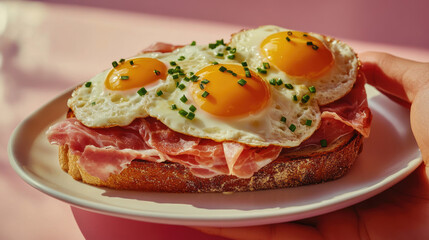 Breakfast, eggs benedict, eggs, fried eggs, bacon, cheese, junkie