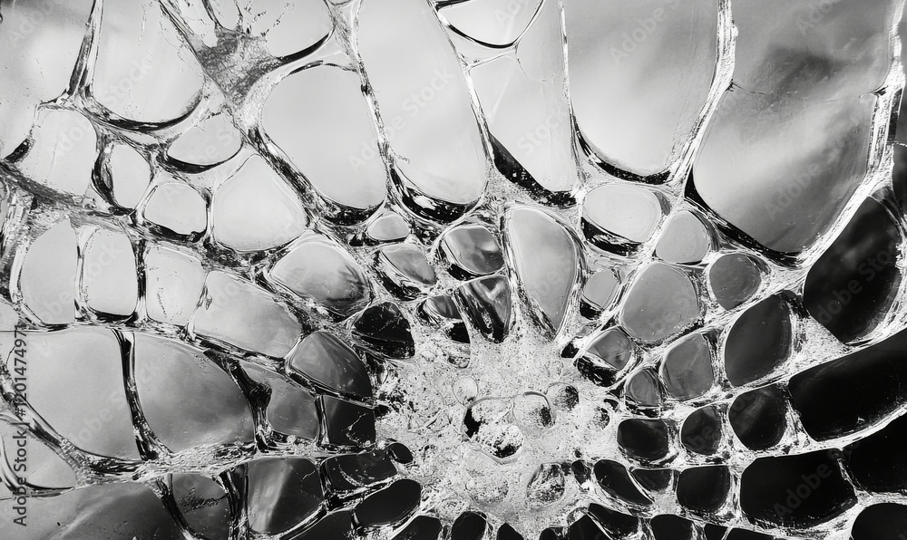 Wall mural broken glass showing intricate spiderweb pattern in detail