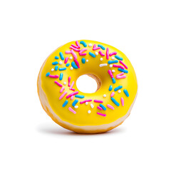 Colorful sprinkled donut isolated on white background