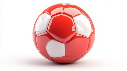 Fototapeta premium Red and White Soccer Ball Isolated on White Background. Generative AI