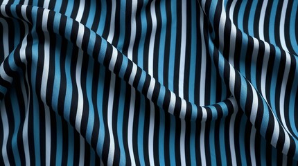 Textured fabric with bold vertical stripes in blue and white tones, elegant and stylish textile design