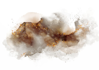 Abstract hand painted watercolour design with gold glitter elements 