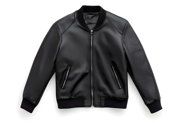 Classic black leather bikers' jacket isolated on white