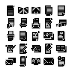 file and document icon set. Containing document, file, open book, report, register and more. vector icons collection.