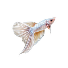 Fototapeta premium White Platinum Betta Fish: A captivating white platinum betta fish with long, flowing fins displays its majestic beauty in a vibrant and ethereal pose.