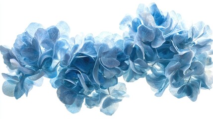 Obraz premium Beautiful blue hydrangea flowers in full bloom. Soft petals, delicate texture, natural arrangement, vibrant colors, floral elegance, botanical composition. Generative AI