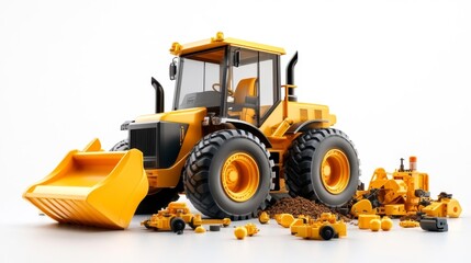 Fototapeta premium Wheel Loader Isolated on White Background. Generative AI