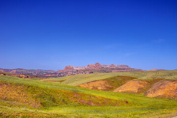 Naklejka premium Mountainous Fields of Testour, Beja, Tunisia