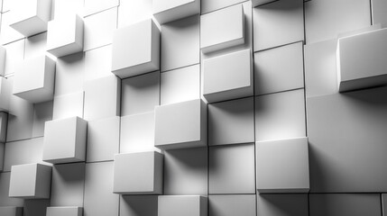 Abstract White Cubes with 3D Depth Effect. Generative AI