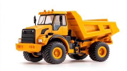 Yellow Side Dump Truck on White Background. Generative AI