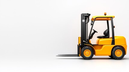 Naklejka premium Yellow forklift on white background. Generative AI