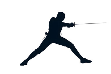 Fototapeta premium Black silhouette of a fencing sports person. Fencer flat illustration isolated on white background