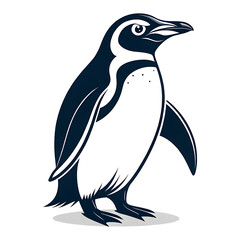Naklejka premium An elegant Emperor Penguin silhouette icon set against a clean white background.