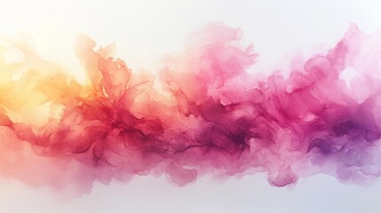 Fototapeta premium Abstract watercolor painting with pink and yellow shades blending into soft textures. Generative AI