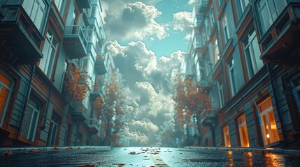 Obraz premium In city, atmospheric environment, calm simple weather.