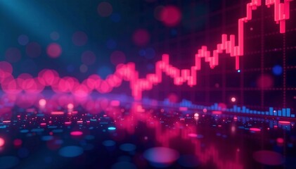 Dynamic financial chart displaying upward trend with colorful light effects.
