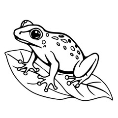 Vector Illustration of a Tree Frog on Leaf Line Art for Educational Coloring