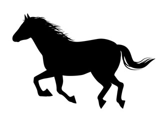 走る馬のシルエット_ベクターイラスト

