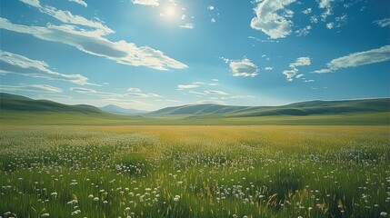 The sunny grassland.