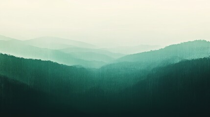 Fototapeta premium Misty morning landscapes reveal layered mountains and soft hues in a serene natural setting at dawn