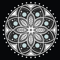 A beautifully intricate mandala design featuring symmetrical patterns and geometric shapes that radiate balance and harmony. Perfect for use in digital art, home décor, textiles, mindfulness activitie