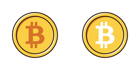 Simple BTC Bitcoin vector illustration in flat color design.