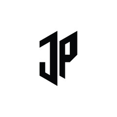 Fototapeta premium JP monogram logo design letter text name symbol monochrome logotype alphabet character simple logo