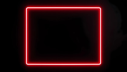 Fototapeta premium Neon red rectangular frame glowing against a dark background creating a vibrant visual contrast in a modern art setting